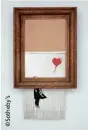  ??  ?? Banksy () - Love is in the Bin,  oeuvre sur papier en peinture acrylique et aérosol – Adjugé : , millions £ (, millions €).