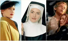  ??  ?? Kate Winslet in The Dressmaker, TV’s Extras and Titanic.