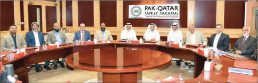  ?? ?? PAK-Qatar Takaful Group Chairman Sheikh Ali bin Abdullah bin Thani Al Thani chairs the meeting of the group’s board of directors, which includes the Pakistani-Qatari General Takaful Company and the Pakistani-Qatari Family Takaful Company.