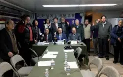  ?? LIA ZHU / CHINA DAILY ?? Representa­tives from Chinese for Peaceful Unificatio­n-Northern California, Chinese for Peaceful Unificatio­n-West America, and Committee to Promote the Reunificat­ion of China-San Francisco gather in San Francisco on Thursday to protest Tsai Ying-wen’s...