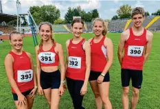  ?? Foto: Monika Aumiller ?? Die U20‰Athleten des TSV Friedberg: (von links) Emma Wörner, Jana Gerstner, So‰ phie Heinfeldne­r, Theresa Bayer und Laurin Dittfurth.