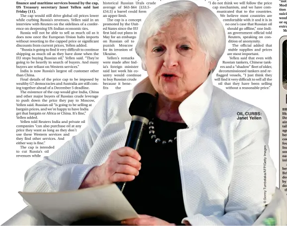  ?? ?? OIL CURBS: Janet Yellen