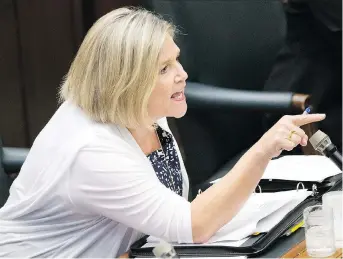  ?? CHRIS YOUNG/THE CANADIAN PRESS ?? NDP Leader Andrea Horwath has been badgering Premier Doug Ford this week about his plans to cut in half the number of Toronto councillor­s and cancel elections for four regional chairs.