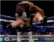  ??  ?? Joseph Parker and Dillian Whyte get themselves into a tangle.