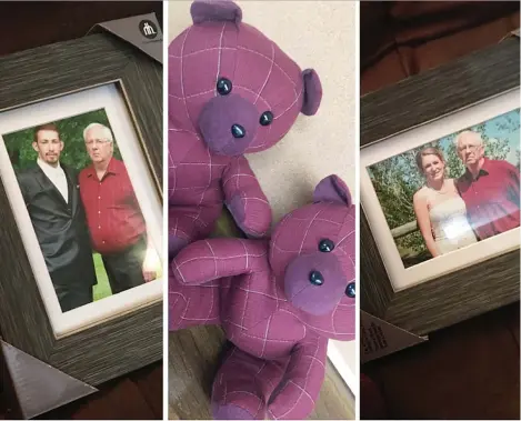  ??  ?? Lisa Durovick is asking for the return of a custom-made teddy bear that was stolen early Tuesday morning from her son’s vehicle. The bear was one of two Durovick had made for her adult children from a shirt worn by her late father. ‘It won’t mean anything to anybody else but my son,’ says Durovick.