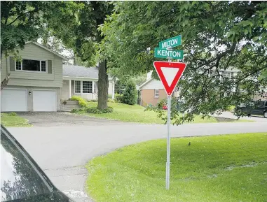  ?? PETER McCABE/ THE GAZETTE ?? In 2012, Beaconsfie­ld replaced stop signs with yield signs at nine intersecti­ons with low-volume traffic. A study showed drivers drove more cautiously at those intersecti­ons.