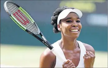  ?? FOTO: EFE ?? Venus Williams, tras sellar su novena final en Wimbledon, decimosext­a de Grand Slam