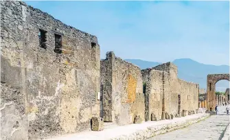  ??  ?? Above, Via dell’Abbondanza, the main street of ancient Pompeii, Italy, was buried by volcanic ash for centuries.
