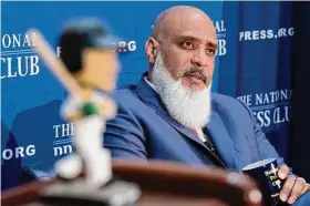  ?? Jose Luis Magana/Associated Press ?? Executive Director of the Major League Baseball Players Associatio­n Tony Clark speaks during a news conference.