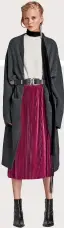  ??  ?? Velvet pleat skirts are always a hit come party season. Rather than going for overdone black or gold, try this fuchsia pink style. €29.95, Zara