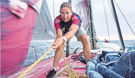  ?? CORINNA HALLORAN/TEAM SCA/VOLVO OCEAN RACE, VIA GETTY IMAGES ?? Dee Caffari, a British sailor, said structure is imperative to fight off monotony.