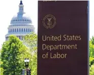  ?? AP PHOTO/J. SCOTT APPLEWHITE ?? The entrance to the Labor Department is seen Thursday near the Capitol in Washington.