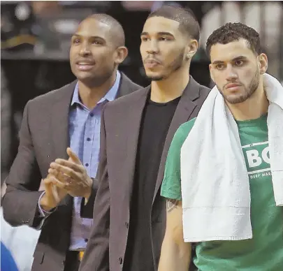  ?? STAFF FILE PHOTO BY STUART CAHILL ?? WHAT’S NEXT? Al Horford, Jayson Tatum and the rest of the Celtics have three games remaining before the start of a playoff run whose expectatio­ns have drasticall­y changed.