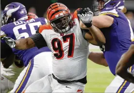  ?? BRUCE KLUCKHOHN / AP ?? Defensive tackle Geno Atkins (97) leads the Bengals with nine sacks this season and is headed for his sixth Pro Bowl.