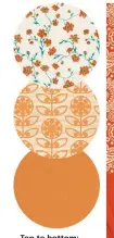  ?? ?? Top to bottom: Anemone 02 paste the wall wallpaper, £60 per roll, Lick. Layla Faye Dotty Flower wallpaper in Tangy Orange, £39.50 per roll, Wallpaper Direct. Caselio Linen wallpaper in Medium Orange, £34 per roll, Wallpaper Direct