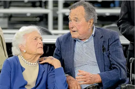  ?? PHOTO: AP ?? Former first lady Barbara Bush, pictured with former President George H W Bush in 2015, has ‘‘decided not to seek additional medical treatment and will instead focus on comfort care’’.