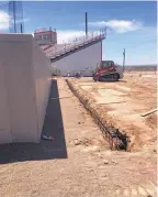  ?? COURTESY OF RAY BIRMINGHAM ?? Constructi­on crews have started installing expanded bleachers at UNM’s Santa Ana Star Field. The project will increase seating capacity to roughly 4,000 fans.