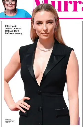  ?? Picture: DOUG PETERS/ ALAMY ?? Killer look: Jodie Comer at last Sunday’s Bafta ceremony