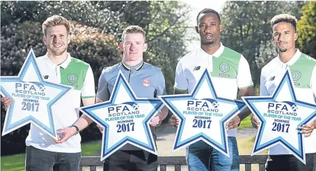  ?? Picture: SNS Group. ?? PFA Scotland Premiershi­p player of the year nominees from left: Stuart Armstrong, Jonny Hayes, Moussa Dembele and Scott Sinclair.