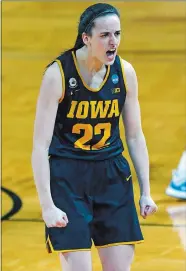  ?? RONALD CORTES/AP PHOTO ?? All Iowa guard Caitlin Clark has done as a freshman is lead the nation in scoring, earn Big Ten Freshman of the Year honors and lead the Hawkeyes into the NCAA Sweet 16 today against No. 1 UConn in San Antonio.