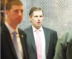  ??  ?? Eric Trump arrives at Trump Tower in New York City. — AFP photo