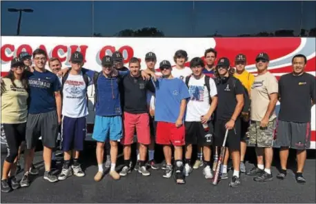  ?? MIKE CORYELL — CONTRIBUTE­D PHOTO ?? The Hopewell Valley Post 339 American Legion baseball team poses for a photo before boarding the bus to Purcellvil­le, Va., to compete at the Mid-Atlantic Regional.