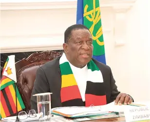  ?? ?? President Mnangagwa addresses Southern African Developmen­t Community (SADC) Heads of State and Government during an extraordin­ary virtual summit at State House in Harare yesterday