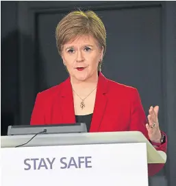  ??  ?? First Minister Nicola Sturgeon addresses yesterday’s briefing.