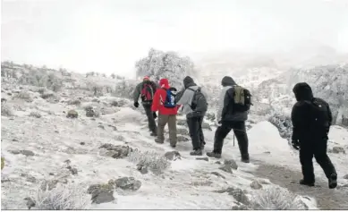  ?? J. FLORES ?? Visitantes en la Sierra de las Nieves tras una importante nevada.
