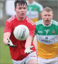  ??  ?? Louth’s Liam Jackson in action on Sunday.