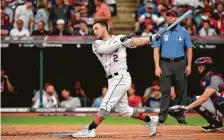  ?? Jason Miller / Getty Images ?? Astros third baseman Alex Bregman’s 16 homers aren’t enough to advance to the second round of the Home Run Derby. Story on C1.