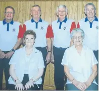  ??  ?? Back — Dundee Indoor Bowling Men’s Senior Fours: Ron Collie, Willie Galloway, John Aimer and Harry Grieve. Front — Dundee Indoor Bowling Ladies Senior Pairs: Eileen Birse and Margaret Gray.