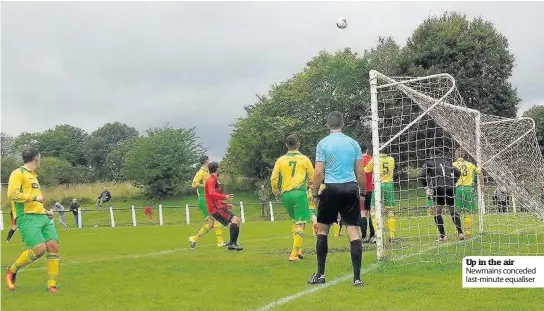  ??  ?? Up in the air Newmains conceded last-minute equaliser