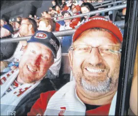  ?? SUBMITTED PHOTO ?? John Johnson, left, and John Leblanc enjoy a Montreal Canadiens-pittsburgh Penguins game at the Bell Centre in Montreal.