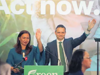  ?? Photo / Supplied ?? Greens co-leaders Marama Davidson and James Shaw announced policies for the future.