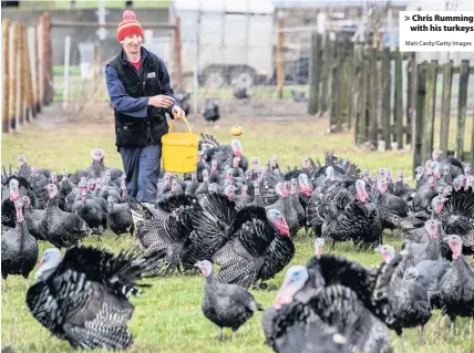  ?? Matt Cardy/Getty Images ?? Chris Rumming with his turkeys