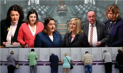  ?? ?? MPs holding key seats. L-R: Libby Coker, Kristy McBain, Fiona Phillips, Melissa McIntosh, Warren Entsch and Bridget Archer.