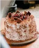  ?? FRANCIS KOKOROKO/THE NEW YORK TIMES ?? A Black Forest cake made by chef Kudakwashe Makoni at his home in Accra, Ghana. Makoni insisted that Zimbabwe’s cows lend a distinctly rich flavor to the cake’s cream.