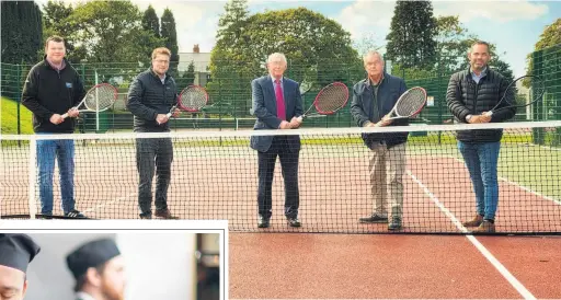  ?? Picture: Hoosh ?? Work has successful­ly been completed on the redevelopm­ent of Neath’s Dyfed Road tennis courts. Pictured from left are: James Harding, Morgan Sindall; Alex Smith, Morgan Sindall; councillor John Warman, Neath Port Talbot Council; Lloyd Williams, Neath Tennis; Stuart James, Hornbill Engineerin­g.