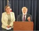  ?? NICHOLAS BUONANNO — NBUONANNO@ TROYRECORD. COM ?? Howard Freed, former director of the state Health Department’s Center for Environmen­tal Health, speaks about scientific health issues related to PFOA exposure during a news conference Tuesday in Albany announcing a new health survey being compiled....