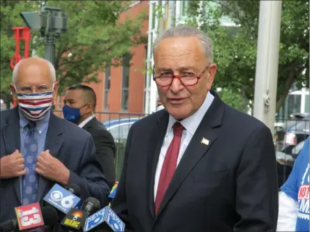  ?? MICHAEL GWIZDALA — MEDIANEWS GROUP FILE ?? U.S. Sen. Minority Leader Chuck Schumer speaks in Troy earlier this year.