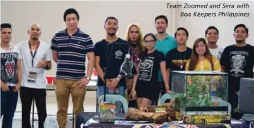  ??  ?? Team Zoomed and Sera with Boa Keepers Philippine­s