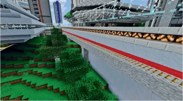  ??  ?? Minecarts can zip along on raised tracks in your city