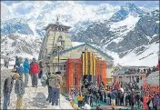  ??  ?? A view of Kedarnath shrine in Rudrapraya­g district.