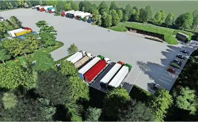  ?? Pictures: Cotswold District Council/william Gilder Ltd ?? A digital image of the proposed lorry park in Stratton