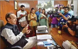  ?? PTI ?? Congress leader Ghulam Nabi Azad during an interactio­n with the media at his residence, in New Delhi, Monday