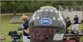  ?? Courtesy of Samuel Mumpower ?? The “Jones” decal on the back of a Unity Christian helmet. The Lions will wear the decal for the remainder of the 2020 season.