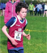  ??  ?? James Dillon (Lios Tuathail AC) in action in the Munster Boys U-14 cross-country championsh­ips on Sunday