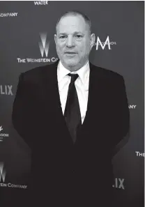 ?? ASSOCIATED PRESS FILE PHOTO ?? Harvey Weinstein will be suspended from his film company pending an internal investigat­ion into sexual harassment claims leveled against the Oscar winner, a source with direct knowledge of the decision said Friday.