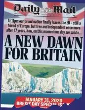  ??  ?? JAN 31, 2020 Britain formally leaves EU